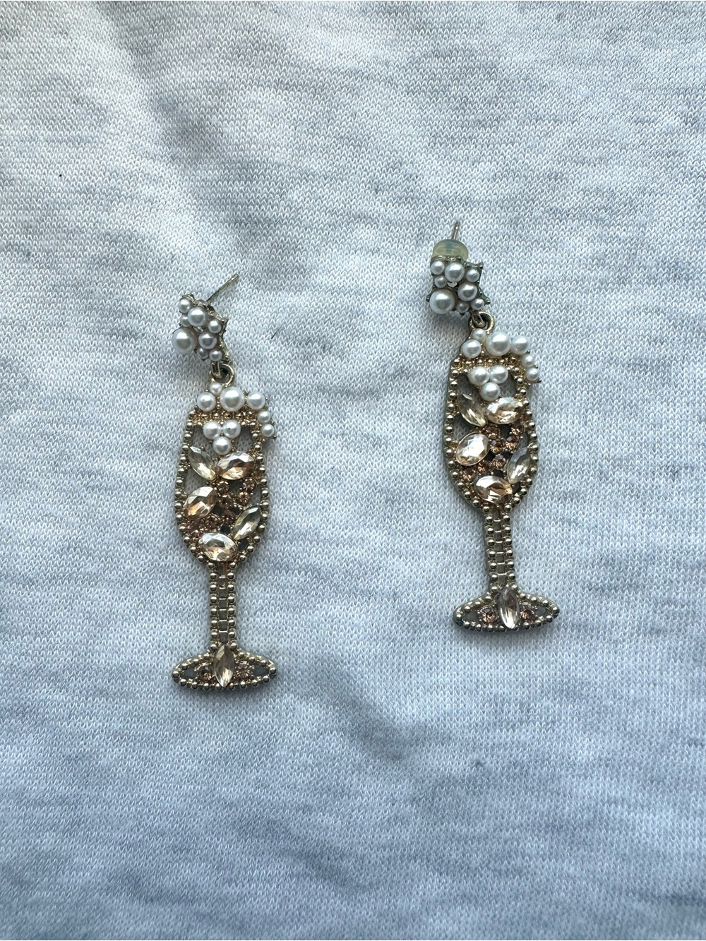 Pearl & Crystal Champagne Glass Drop Earrings